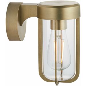 Loops - Brushed Gold Outdoor Wall Light with Clear Glass Shade - IP44 Rated - led Bulb