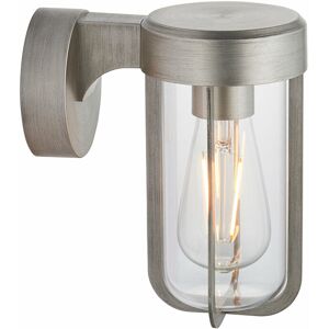 Loops - Brushed Silver Outdoor Wall Light with Clear Glass Shade - IP44 Rated - led Bulb