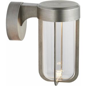 LOOPS Brushed Silver Outdoor Wall Light with Glass Shade - IP44 Rated - Integrated led