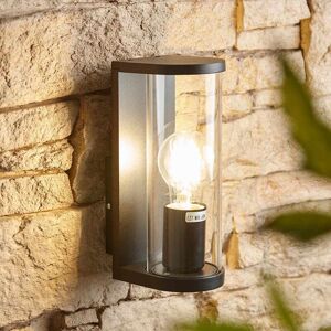 Biard - Contemporary Clear Round Cylinder Outside Garden Outdoor Wall Light IP44 - Black