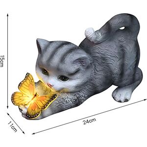 Héloise - Cross-Border Animal Creative Garden Home Decoration Solar Cat Night Light Farm Resin Crafts Ornament (Gray)