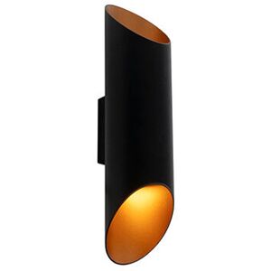 QAZQA Design wall lamp black with gold - Organo s - Black