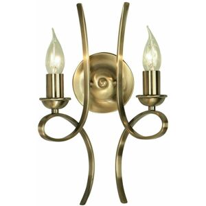 LOOPS Eaves Luxury Twin Curved Arm Traditional Wall Light Brushed Brass Candelabra