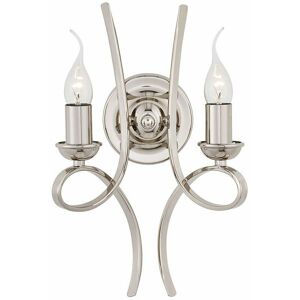 LOOPS Eaves Luxury Twin Curved Arm Traditional Wall Light Polished Nickel Candelabra