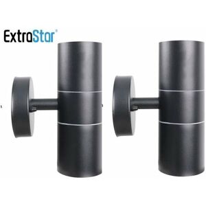 Extrastar - Outdoor Up and Down Double Wall Light Black IP44 (Pack of 2)