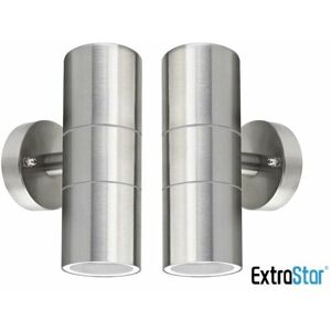 Extrastar - Outdoor Up and Down Double Wall Light Stainless Steel IP44 (Pack of 2)