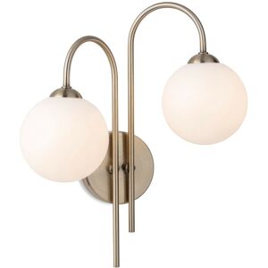 Firstlight Products - Firstlight Lyndon 2 Light Globe Wall Antique Brass with Opal White Glass