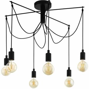 Loops - Flush Ceiling 6 Bulb Light Colour Black Metal Looped Flex Bulb E27 6x60W