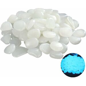 HÉLOISE Glow Stone, 100 Pcs Glow Stones Glow Stones Outdoor Artificial Fluorescent Pebbles Decoration for Garden Path Pool Aquarium Night Lighting (White)