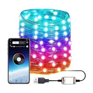 GROOFOO Copper Wire Fairy Lights,15M 150LED USB Bluetooth String Lights Smart String Lights, Suitable for Family Holiday Decoration