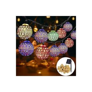 GROOFOO Moroccan Solar String Lights Outdoor, 9.5M 50 led String Lights, 8 Modes Waterproof Lighting for Garden, Patio, Yard, Home, Festival, Party(Colored)