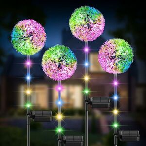 GROOFOO Outdoor Solar Light, Outdoor Solar Lamp Garden Dandelion 2 Pieces Decoration Garden Outdoor IP65 Waterproof Solar Lamp for Path Terrace Lawn