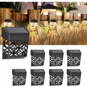 GROOFOO Set of 8 solar lamps for terrace, stairs, courtyard, path and driveway - Waterproof - Automatic - Decorative wall lighting for terrace, stairs,