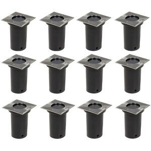 Outdoor Ground Lights 12 pcs Square Vidaxl Silver