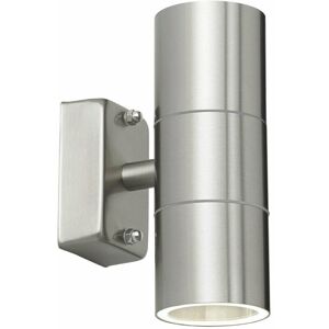 Loops - IP44 Outdoor Accent Lamp Stainless Steel Up & Down External Wall Light 2x GU10