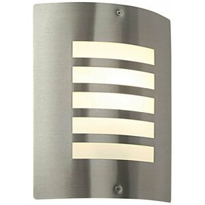 Loops - IP44 Outdoor Curved Wall Light Brushed Steel & Diffuser E27 Edison Porch Lamp