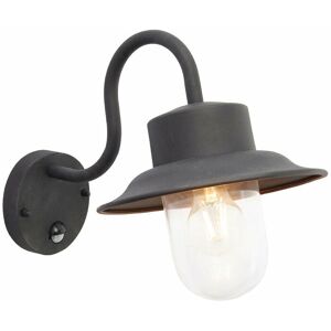 Loops - IP44 Outdoor Wall Lamp Black Steel Fisherman pir Lantern Porch Modern Curved