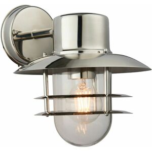 LOOPS IP44 Outdoor Wall Lamp Stainless Steel Caged Glass Lantern Down Modern Light