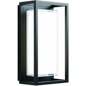 Loops - IP44 Outdoor Wall Light Black Cage Lantern & Diffused Shade 10W Cool White led