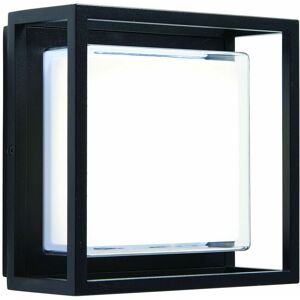 Loops - IP44 Outdoor Wall Light Black Square Lantern & Diffused Shade 10W Cool White led