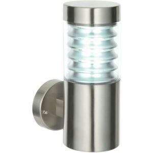 Loops - IP44 Outdoor Wall Light Brushed Steel Spiraled Clear Shade Porch Outdoor Lamp