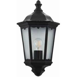 Loops - IP44 Outdoor Wall Light Matt Black Traditional Lantern Porch Flush Dimmable Lamp