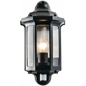 Loops - IP44 Outdoor Wall Light Satin Black pir Half Lantern Traditional Dimmable Porch