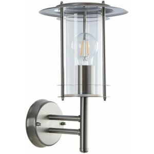 Loops - IP44 Outdoor Wall Light Stainless Steel Modern Lantern Glass Round Outdoor Lamp