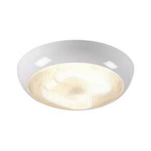 Knightsbridge - Emergency Bulkhead with Prismatic Diffuser and White Base, IP44 28W