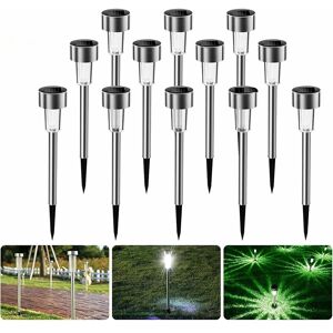 LangRay Solar Garden Light, 12pcs Cordless Garden Light LED Decoration Outdoor Solar Lighting For Lawn Paths Waterproof IP65 Cold White Light Solar