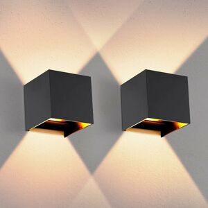 Led Exterior Light, IP65 Outdoor Wall Lamp, Up and Down Wall Light,Warm White,Adjustable Light Beam, Black 2 pcs - Rhafayre