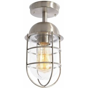 Litecraft Cari Ceiling Light Outdoor Cage Lantern IP44 Fitting - Stainless Steel