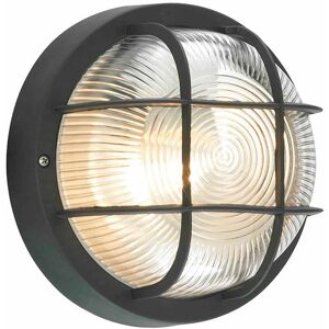 Litecraft - Mole Wall Light Outdoor Round Grid Style Garden IP44 Fitting - Black