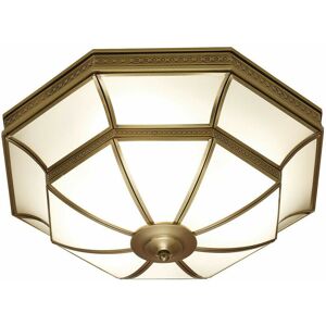 LOOPS Luxury Flush Ceiling Light Antique Brass & Frosted Glass Traditional Feature