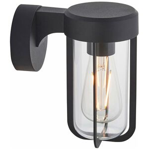 Loops - Matt Black Outdoor Wall Light with Clear Glass Shade - IP44 Rated - led Bulb