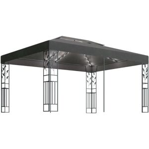 BERKFIELD HOME Mayfair Gazebo with Double Roof&LED String Lights 3x4m Anthracite