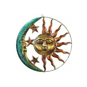 Metal Sun Moon Wall Decorations, Creative Sun and Moon Wall Decorations, Indoor and Outdoor Wall Dec Denuotop