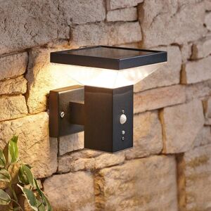 Trueshopping - Modern Black Square Outdoor Garden Solar Powered Wall Light Motion Sensor IP44 - Black