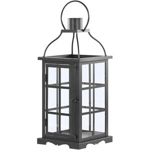 BELIANI Modern Decorative Lantern Iron Display Accessory Candle Lamp 42 cm Black Clara - Black