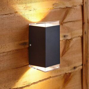 Trueshopping - Modern Square Black Outdoor Wall Light Up Down Integrated led IP54 Garden Door - Black