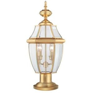 Elstead - Newbury - 2 Light Outdoor Pedestal Light Polished Brass IP44, E14