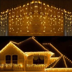 HOOPZI Outdoor Christmas Light Curtain 400 led 10m Fairy Lights Window Lighting Modes Waterproof Christmas Decoration Adapter for Wedding Balcony Indoor