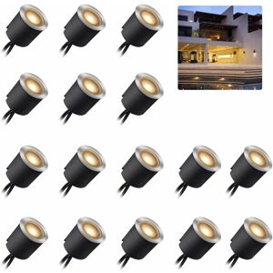 GROOFOO Outdoor Recessed led Spotlights IP67-16PCS Recessed Downlights for Terrace Wood Ceiling, Waterproof 0.6W 32mm Outdoor for Patio Kitchen Garden