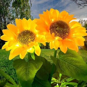 GROOFOO Outdoor Solar Flower Lights,2 Packs led Solar Light Sunflower Garden Decorations,Solar Flower Outdoor Decoration Lamp IP65 Waterproof Fairy