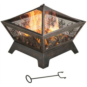 Outsunny - Outdoor Fire Pit with Spark Screen Cover Poker for Camping Picnic - Bronze Tone