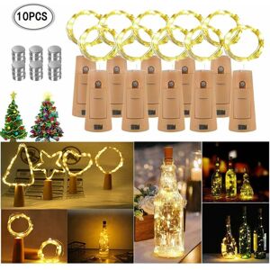 LANGRAY Pack of 10 Light Chains for Bottles 20 LEDs 2M Warm White Silver Wire Bottle Light Mood Lights for Party diy Decoration Christmas Halloween Wedding