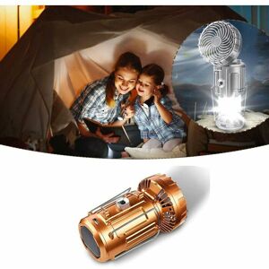 HOOPZI Portable Outdoor led Camping Lantern with Fan, Outdoor Solar Lifting and Stretching Electric Fan Lamp, Switch Camping Light,Gold