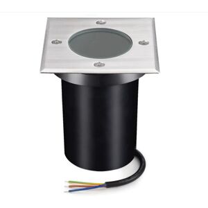 Aougo - Recessed floor spotlight for GU10 230 v - Outdoor spot IP67 usable in square and brushed - Pre-installed cable