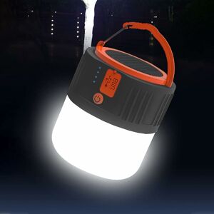 Rechargeable Solar Lantern, Portable Tent Light, Security Emergency Light Power Bank, 5 Modes Floodlight for Fishing (Black) - Rhafayre