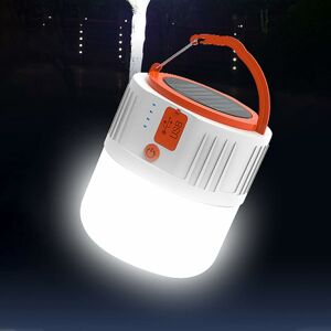 Rhafayre - Rechargeable Solar Lantern, Portable Tent Light, Security Emergency Light Power Bank, 5 Modes Spotlight for Fishing (White)